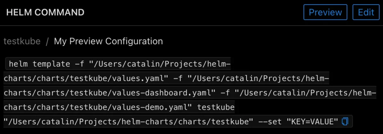 展示终端中执行 helm install 或 helm upgrade 时使用 -f 和 --set 覆盖配置的真实操作,以及对应的配置文件。