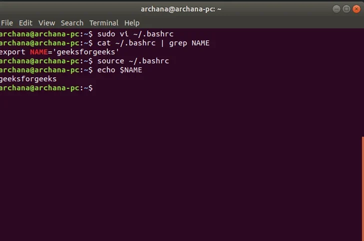 展示真实Linux终端中执行printenv、echo、bash --login和source ~/.bashrc等命令的操作场景,突出变量值与Shell类型的验证结果。