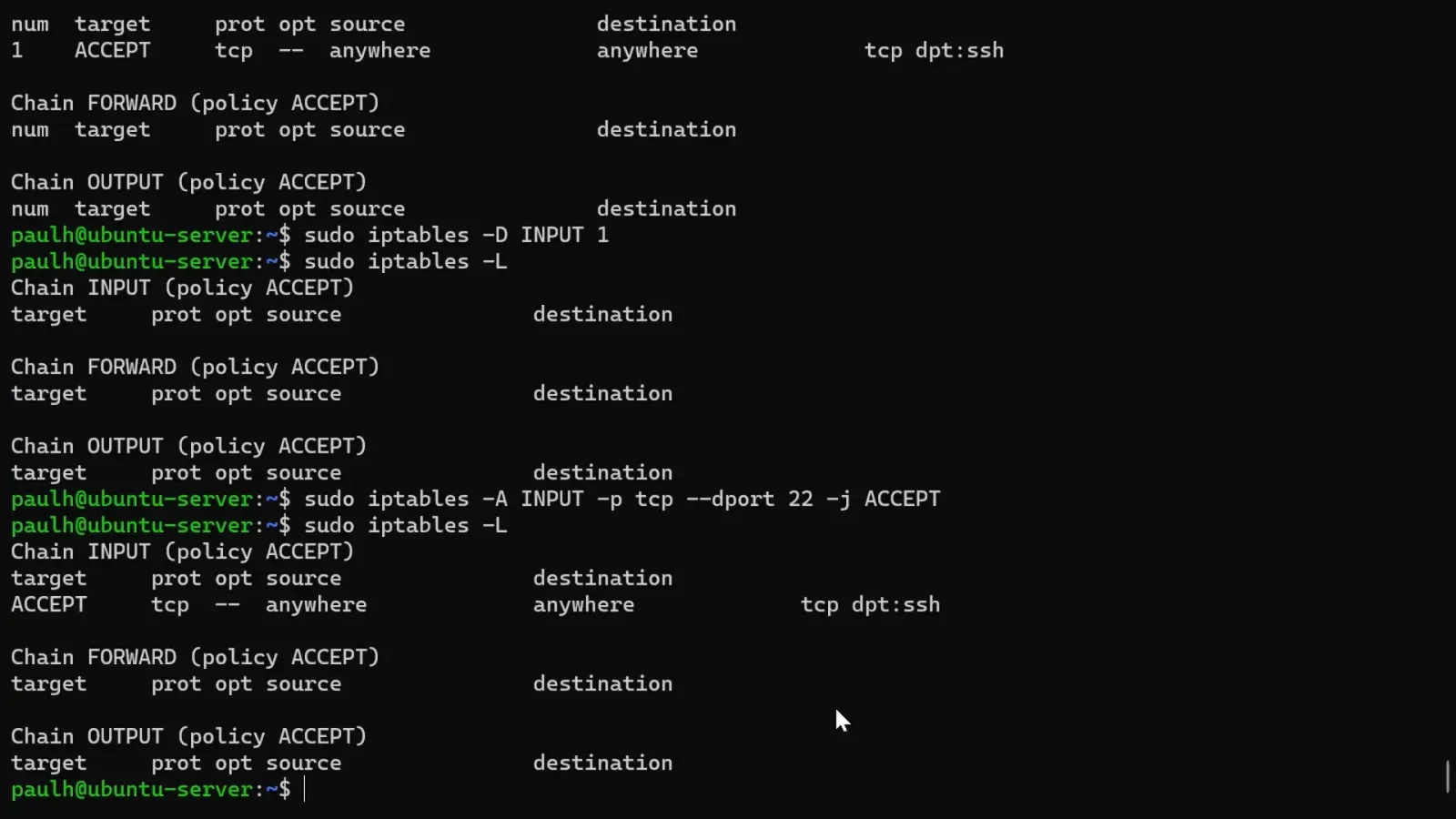 展示 Linux 服务器终端执行 iptables-save、生成规则文件并配置持久化服务的真实操作场景。