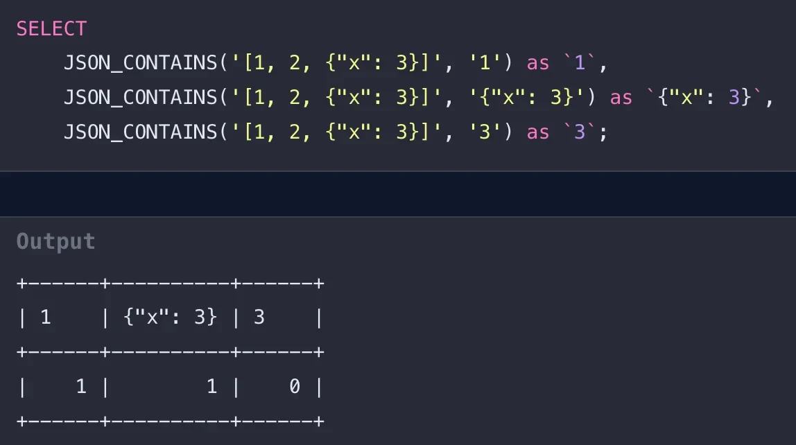 该节需要SQL查询使用JSON_CONTAINS筛选记录及结果集的真实数据库截图