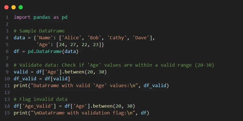 展示真实Python数据清洗流程中处理前后DataFrame和统计指标对比,体现数据质量验证与结果检查。