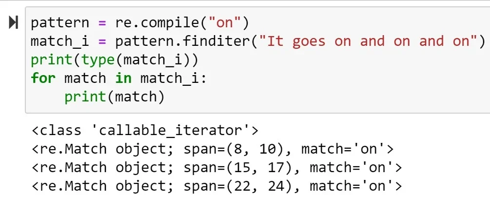 展示较完整的Python正则处理代码,包含re.compile、flags、命名捕获组和finditer,并展示结构化匹配结果。