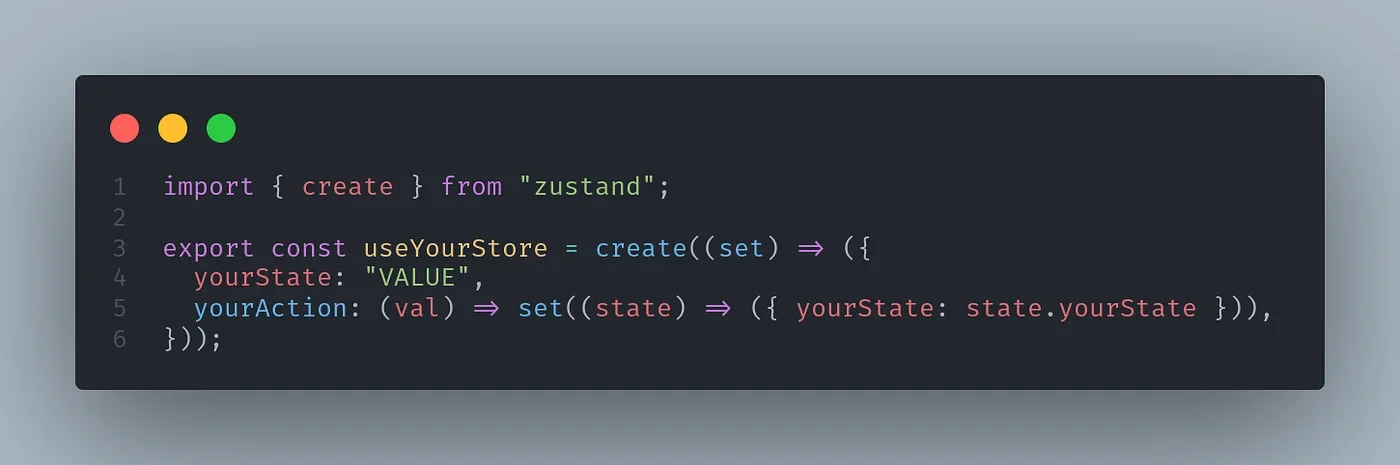 展示真实代码编辑器中的Zustand create Store、React组件useStore以及跨组件状态更新代码,突出实际操作过程。