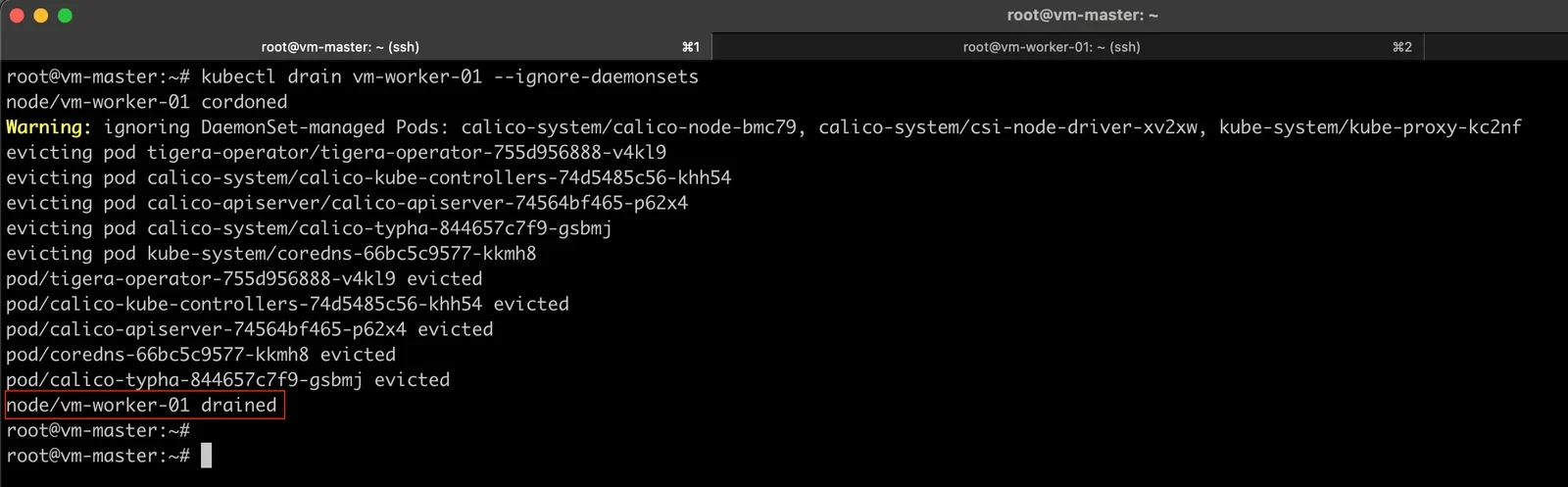 真实的 Kubernetes worker node drain、升级 kubelet、恢复 Ready 状态的操作场景。
