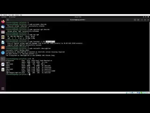 该节需要真实Linux终端扩容操作截图，展示pvcreate、vgextend、lvextend及文件系统扩容命令与结果
