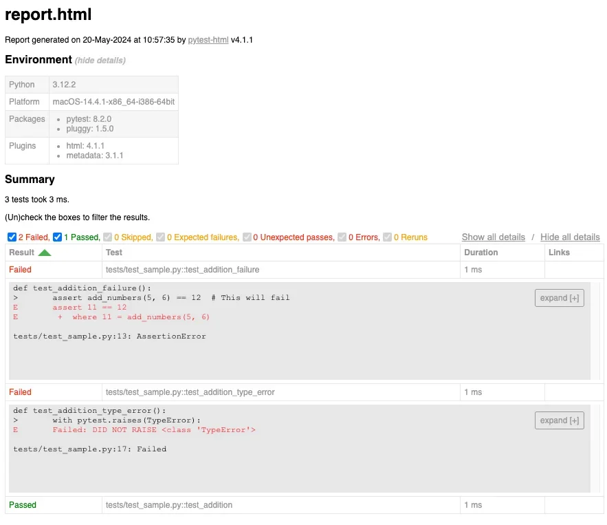 该节需要什么真实配图:浏览器中展示Python HTML测试报告的真实页面,包括测试通过、失败和耗时信息。