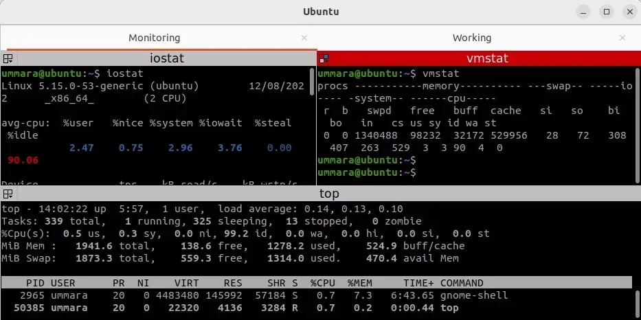 该节需要Linux终端中运行top和vmstat后的真实命令行截图，能清晰看到load average、CPU、内存和swap等关键字段。