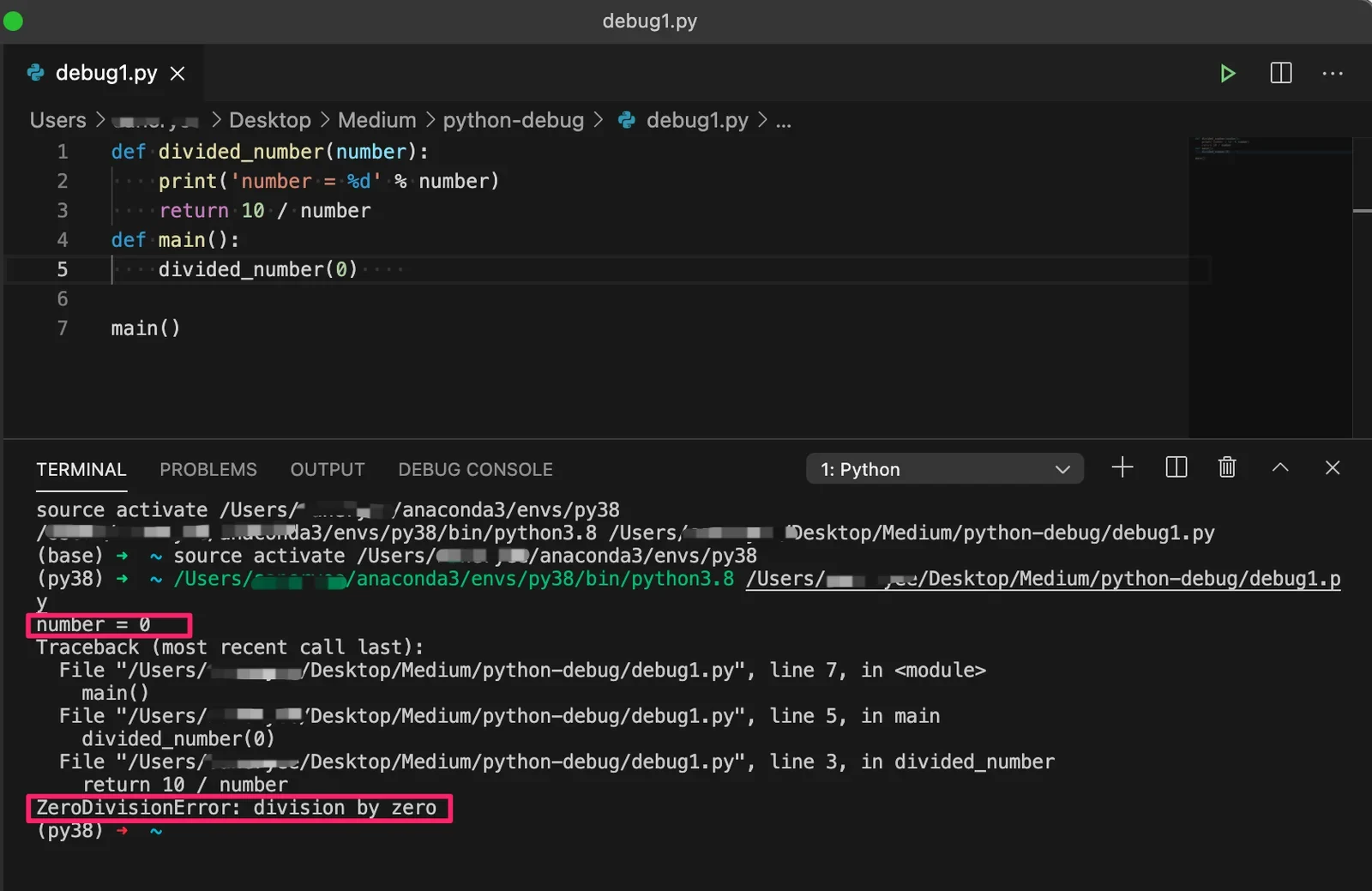 展示带 traceback 的 Python 终端报错，以及开发者根据行号回到代码编辑器定位问题的真实场景。