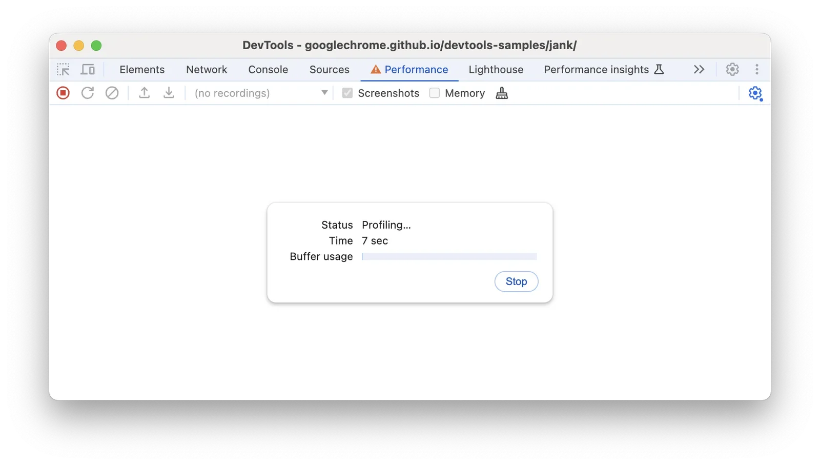 该节需要展示Chrome DevTools Performance面板中的性能时间线、长任务、主线程活动或页面性能分析真实截图
