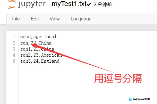 myTest1.txt 原始文本数据截图