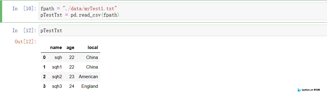 默认 read_csv 参数配置代码截图