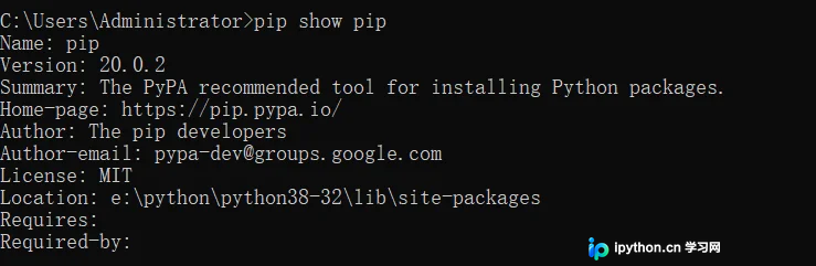 终端执行pip show显示版本信息的输出结果
