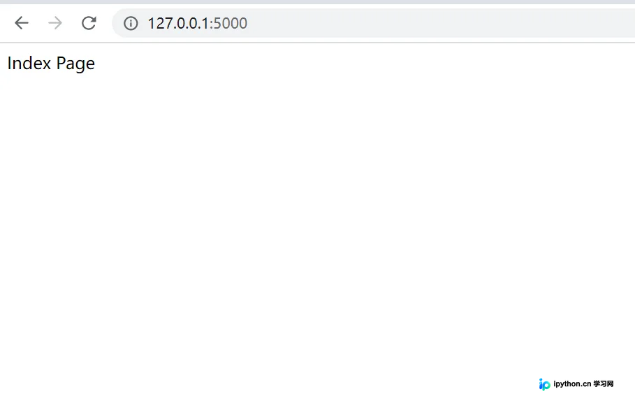 访问根路径 127.0.0.1:5000/ 返回 Index Page 的浏览器截图